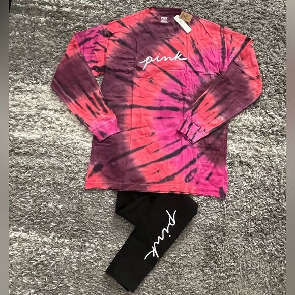 NWT PINK Victoria’s Secret Campus Long Sleeve T-Shirt and Leggings Set - Picture 2 of 11